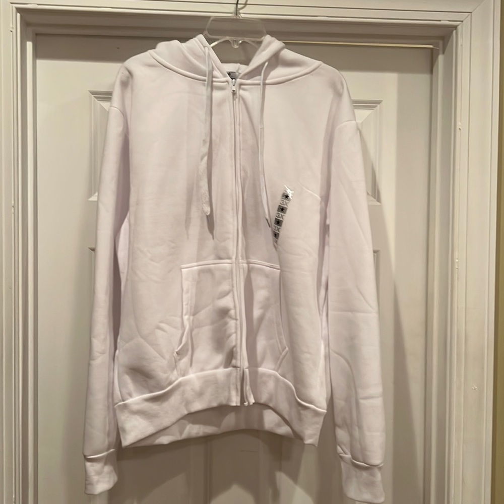 White Hooded Jacket with zipper - Roma Concept by Rosee - White - Size 3X - NWT